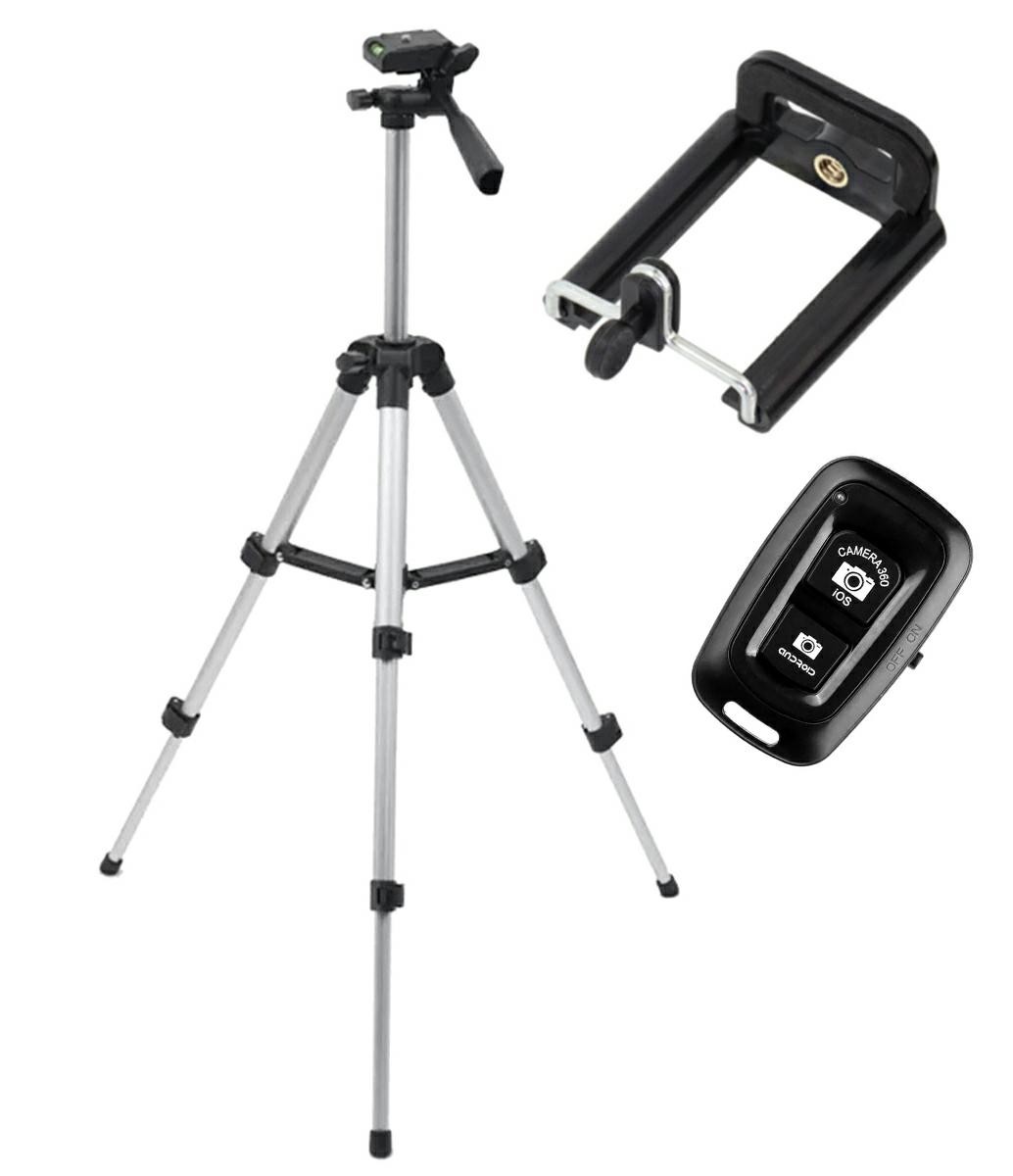 Trepied foto cu telecomanda, picioare reglabile, aluminiu, pliabil, 43 - 103cm, 390g, argintiu/negru - imagine 9